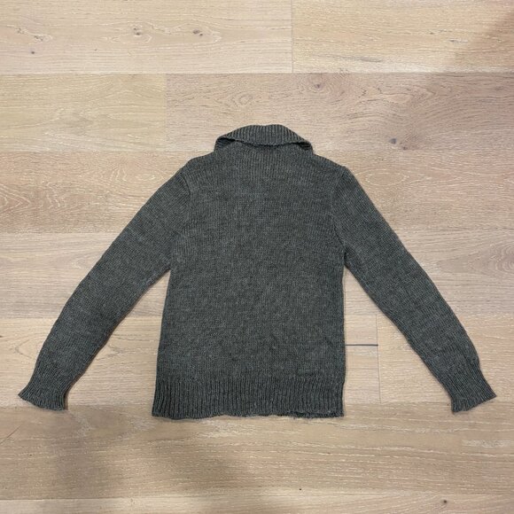 Knitted Grey Zip-Up Cardigan with Collar - Picture 2 of 4